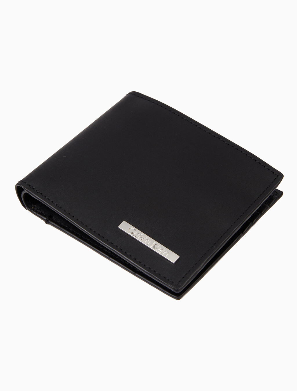 Buy 남성 CK 레더 플라크 빌폴드 in color BLACK