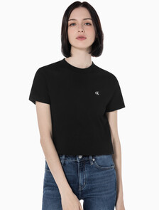 Buy 여성 릴렉스핏 아카이브 로고 크루넥 반팔 티셔츠 in color BLACK BEAUTY
