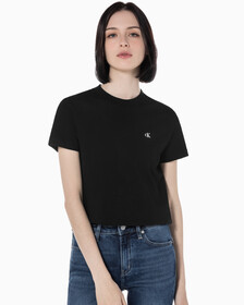 Buy 여성 릴렉스핏 아카이브 로고 크루넥 반팔 티셔츠 in color BLACK BEAUTY