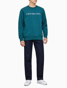 Buy 남성 레귤러핏 인스티튜셔널 로고 기모 스웨트셔츠 in color ATLANTIC DEEP