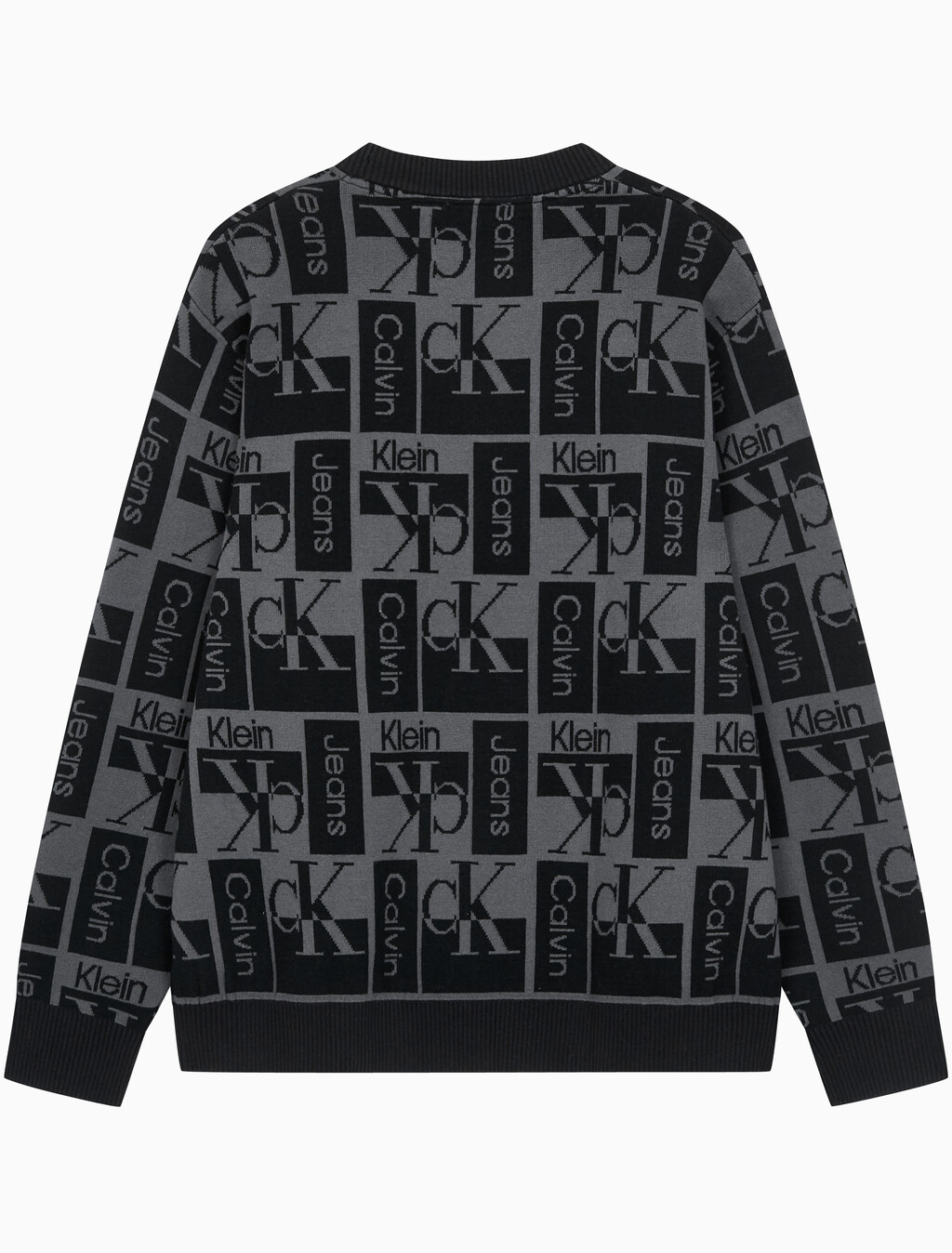 Buy 남성 릴렉스 핏 AOP 로고 스웨터 in color CK BLACK
