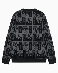 Buy 남성 릴렉스 핏 AOP 로고 스웨터 in color CK BLACK