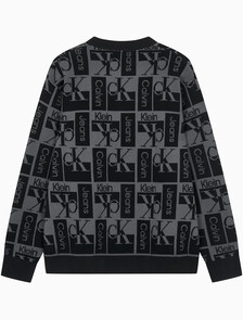 Buy 남성 릴렉스 핏 AOP 로고 스웨터 in color CK BLACK