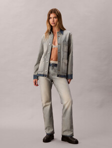 Buy 여성 인사이드 아웃 데님 자켓 in color Blue