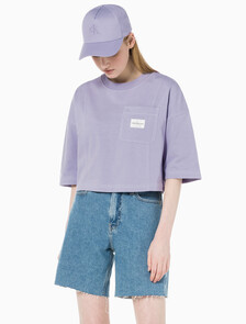Buy 여성 패션 오버핏 크롭티 in color LAVENDER
