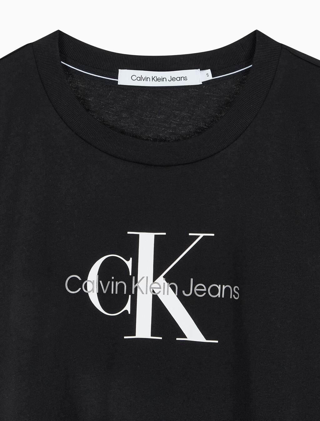 Buy 여성 모노그램 릴렉스핏 크롭 반팔 티셔츠 in color CK BLACK