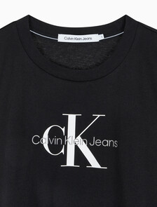 Buy 여성 모노그램 릴렉스핏 크롭 반팔 티셔츠 in color CK BLACK