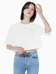 Buy 여성 그래픽 크롭 반팔 티셔츠 in color BRIGHT WHITE