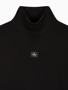 Buy 여성 L/S 우븐 라벨 터틀넥 티셔츠 in color BLACK