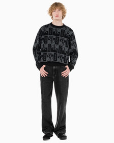 Buy 남성 뉴와이드핏 블랙 데님 in color WASHED BLACK LOGO LACE