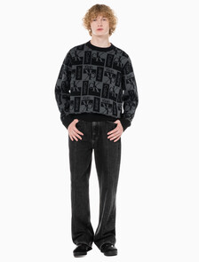 Buy 남성 뉴와이드핏 블랙 데님 in color WASHED BLACK LOGO LACE