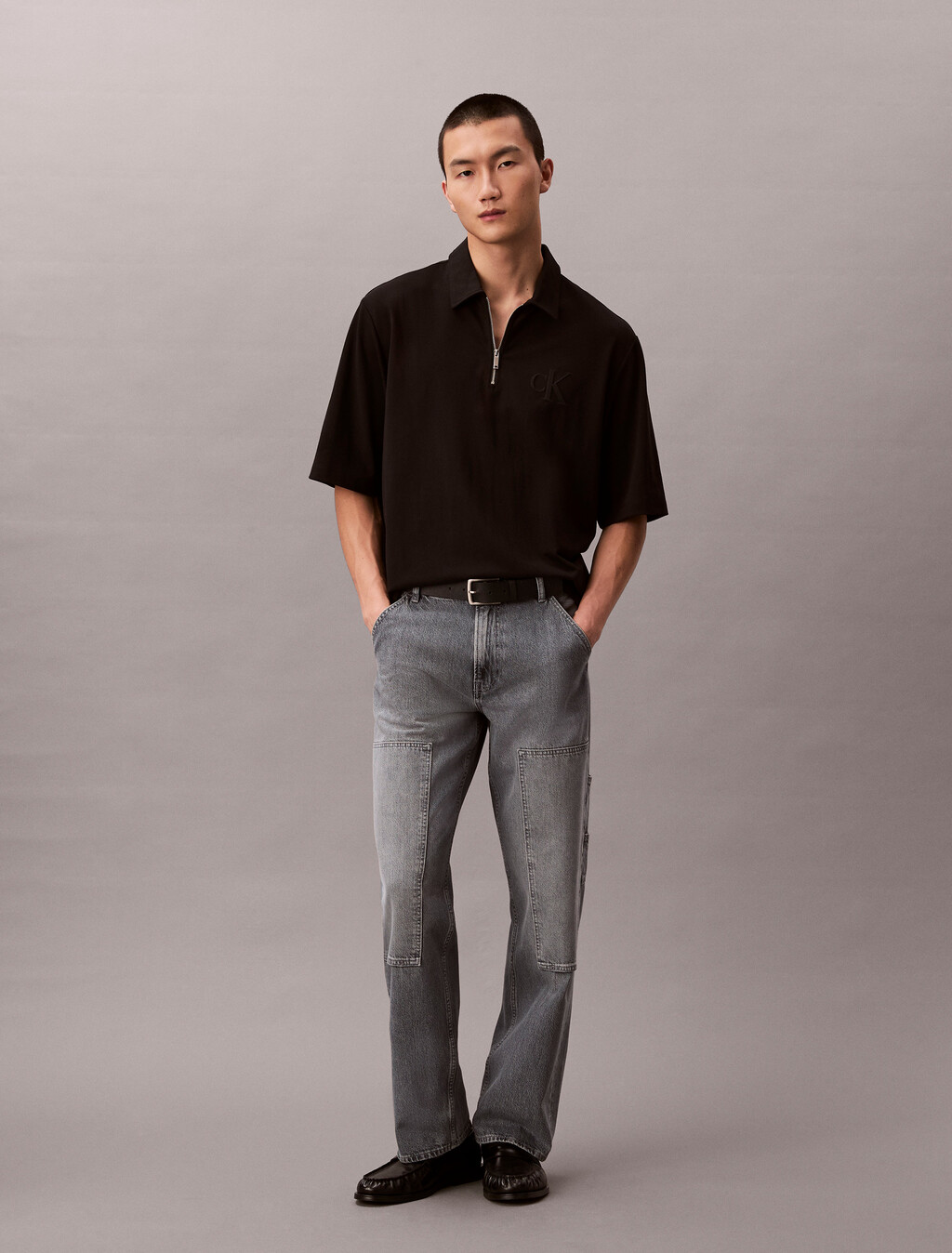 Buy 남성 릴렉스드핏 쿨링 피크 엠보스드 폴로 티 in color BLACK