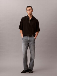 Buy 남성 릴렉스드핏 쿨링 피크 엠보스드 폴로 티 in color BLACK