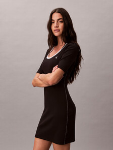 Buy 여성 베이비 립 컷아웃 미니 드레스 in color BLACK