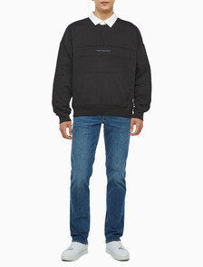 Buy 남성 롱슬리브 럭비 탑 in color CK BLACK
