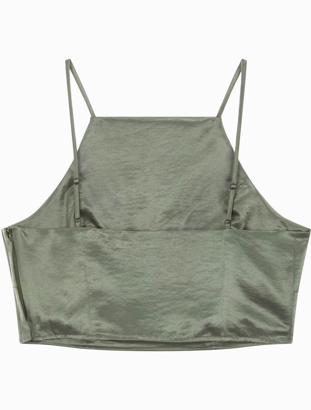 Buy 여성 사틴 스트랩피 탑 in color DUSTY OLIVE