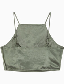 Buy 여성 사틴 스트랩피 탑 in color DUSTY OLIVE