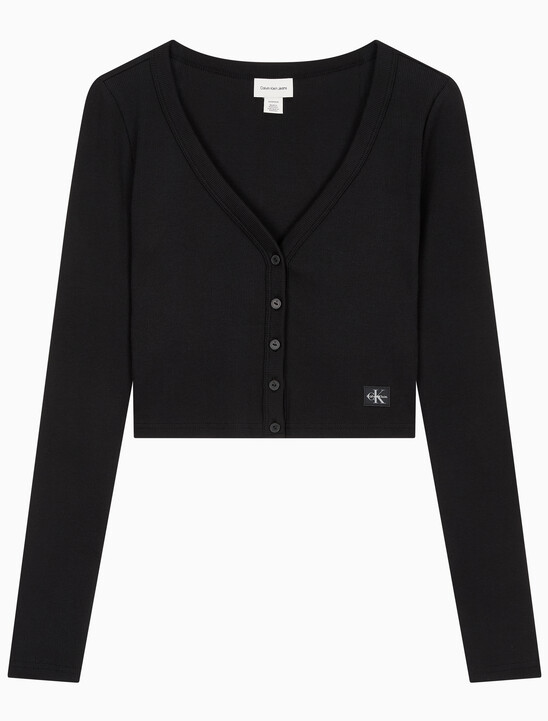 여성 우븐라벨 베이비립 가디건