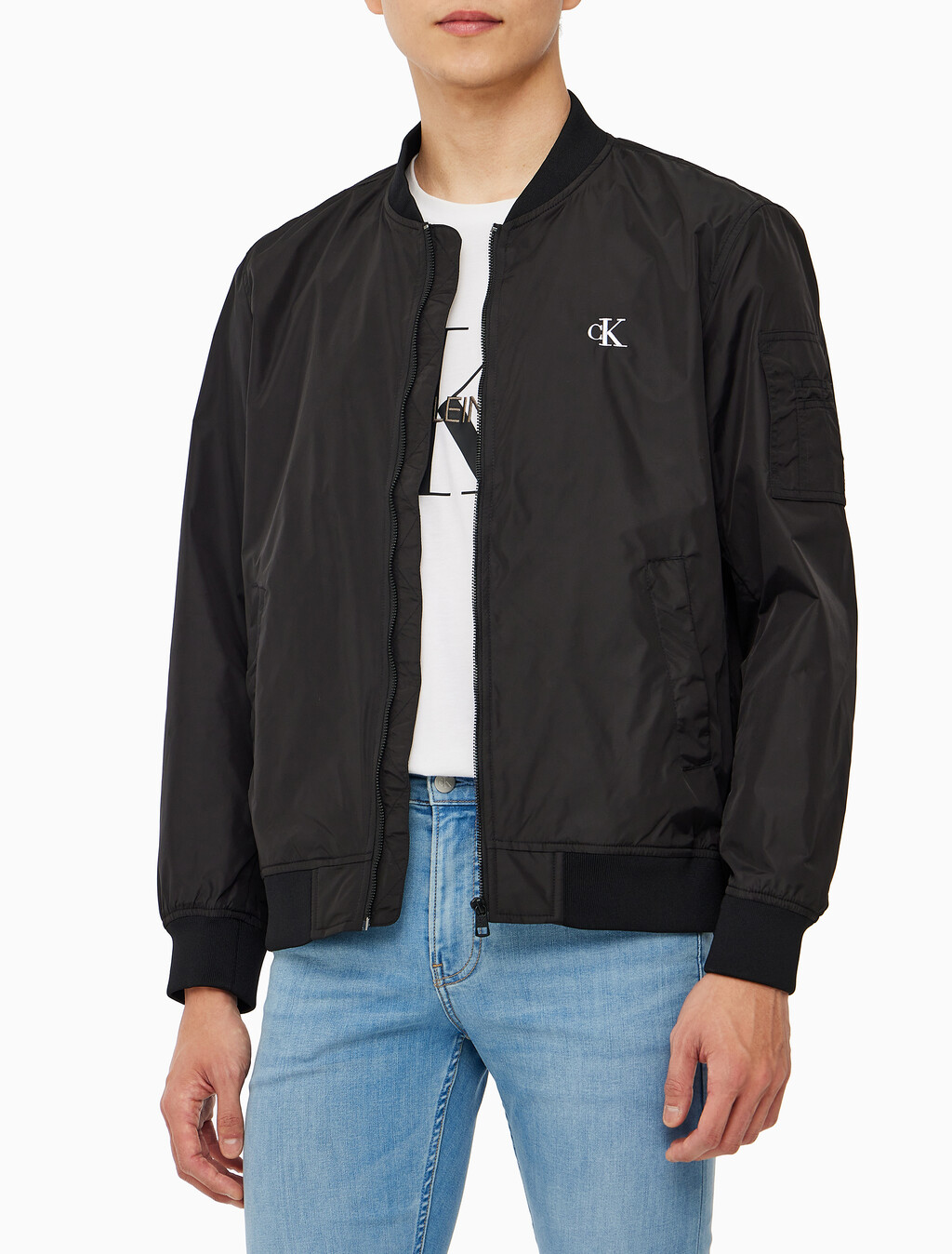 Buy 남성 나일론 봄버 자켓 in color CK BLACK