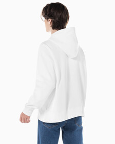 Buy 남성 아카이브 릴렉스핏 CK 스몰 로고 기모 후디 in color BRILLIANT WHITE