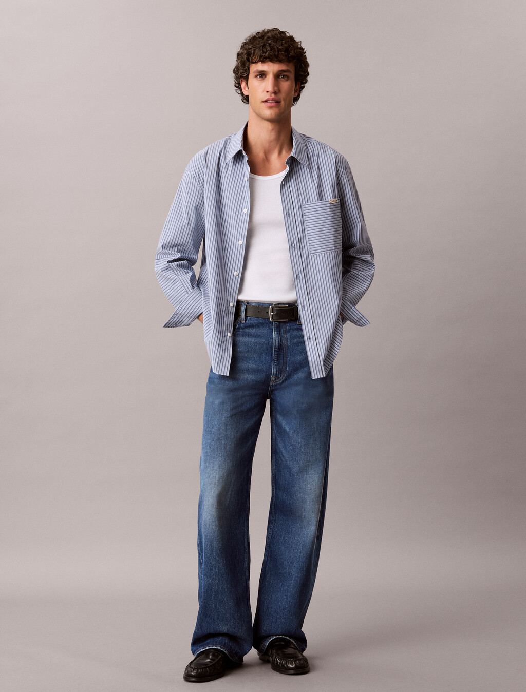 Buy 배기핏 진 in color Mid Blue