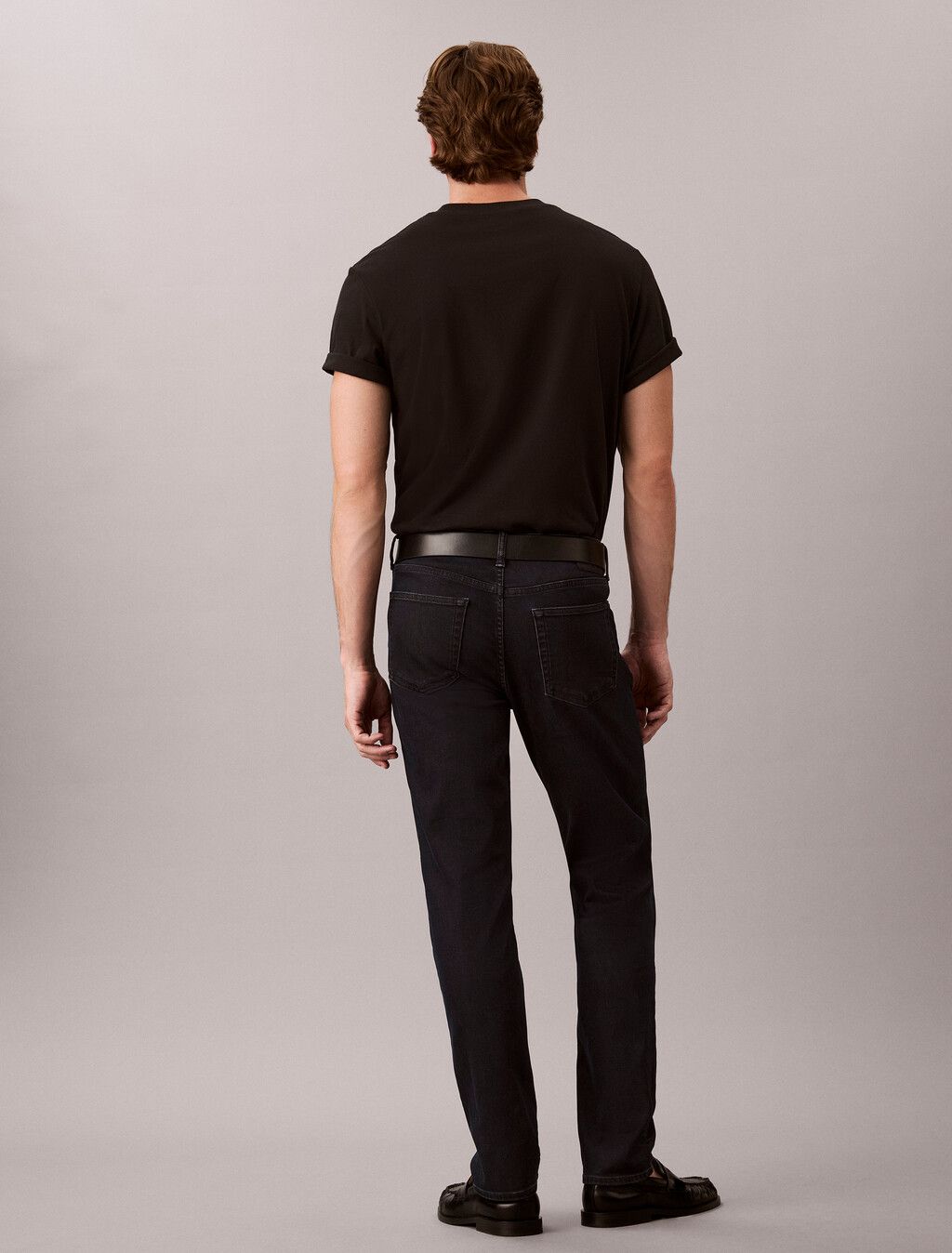 Buy 남성 슬림 블루 블랙 스톤 써모 데님 in color Black