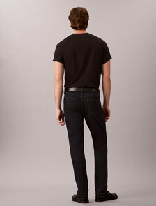 Buy 남성 슬림 블루 블랙 스톤 써모 데님 in color Black