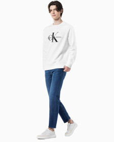 Buy 남성 슬림 스트레이트핏 다크 블루 크롭 데님 in color BLUE BLACK HANGER LOOP