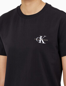Buy 여성 레귤러핏 스몰 모노그램 로고 반팔 티셔츠  in color CK BLACK
