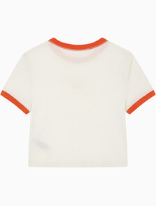 Buy 여성 드레이피 저지 크롭 반팔 티셔츠 in color FROST_TIGERLILY
