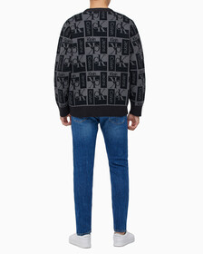 Buy 남성  릴렉스 핏 AOP 로고 스웨터 가디건 in color CK BLACK