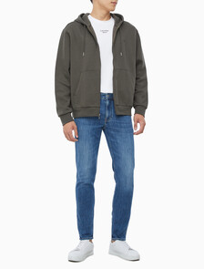 Buy 남성 아카이브 로고 플리스 후드 집업 in color CHARCOAL