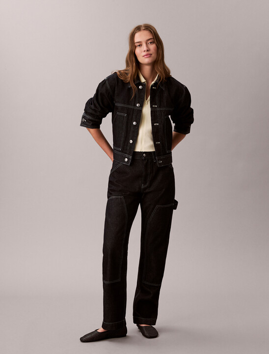 여성 워크웨어 CK 로고 데님 자켓