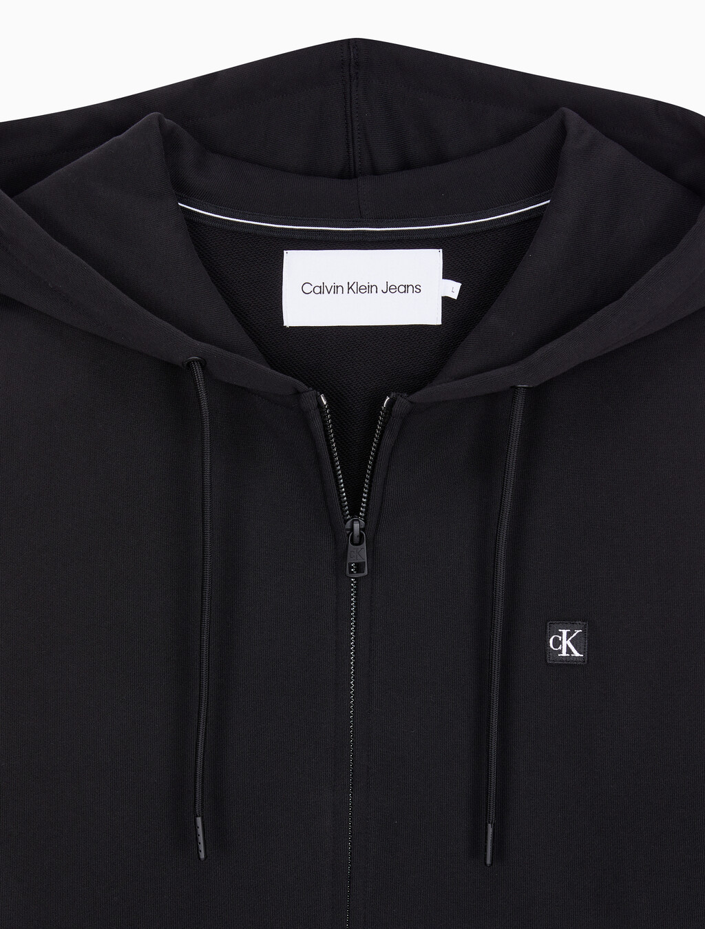 Buy 남성 릴렉스핏 CK 뱃지 로고 집업 후디 in color CK BLACK