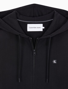 Buy 남성 릴렉스핏 CK 뱃지 로고 집업 후디 in color CK BLACK