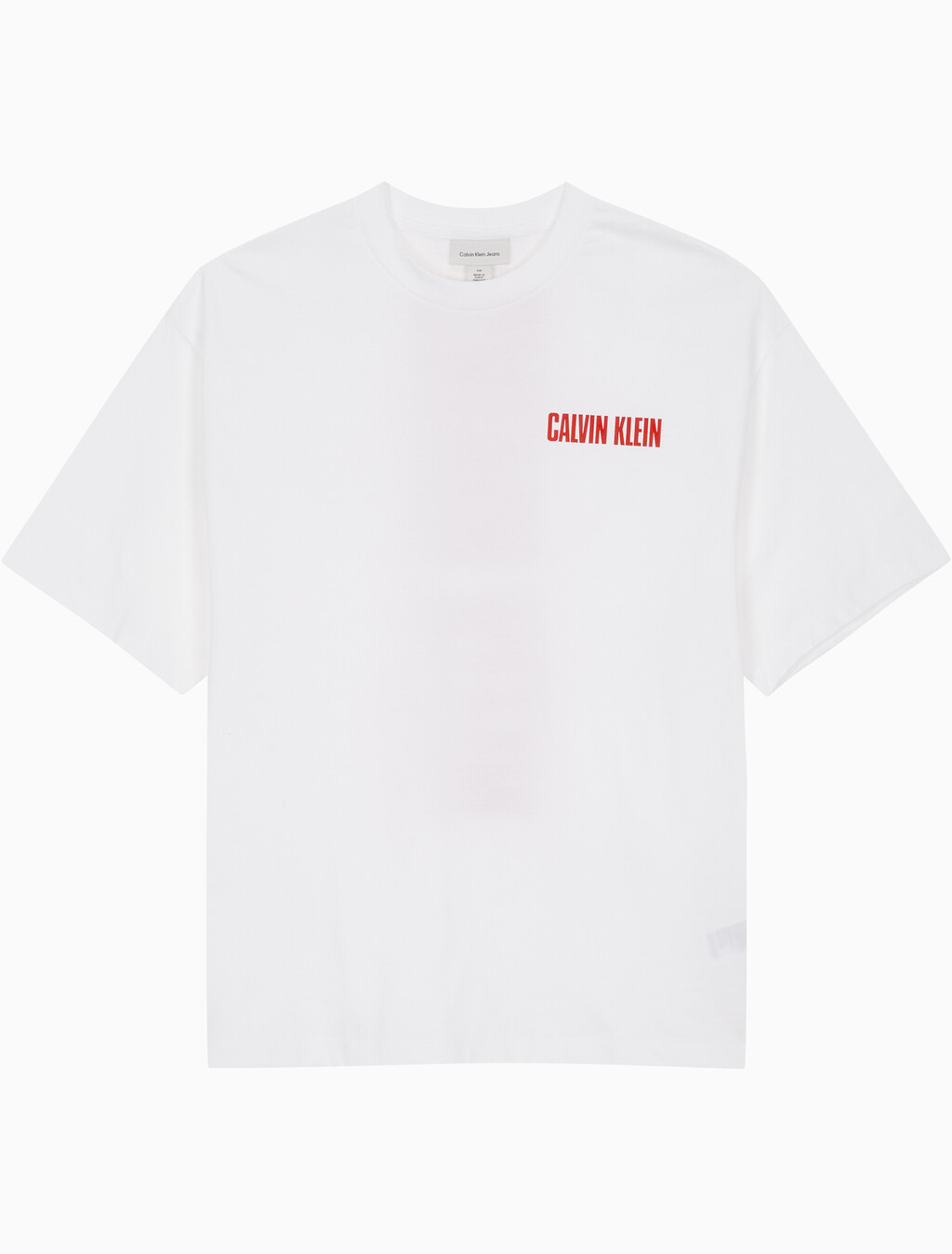 Buy 남성 릴렉스핏 버티컬 로고 반팔 티셔츠 in color BRILLIANT WHITE