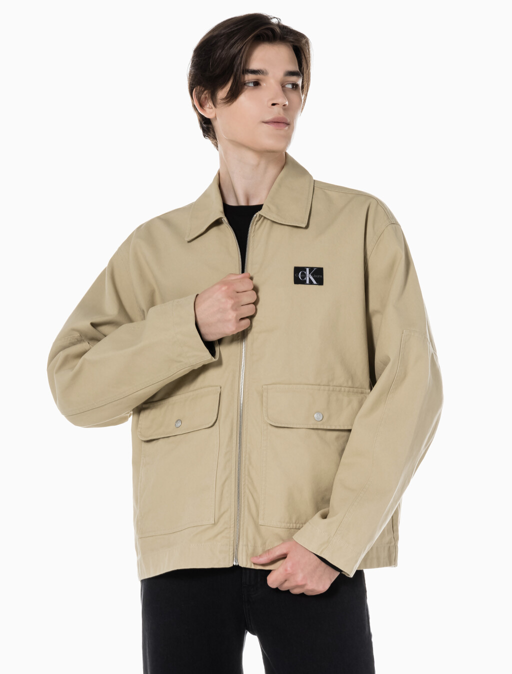 Buy 남성 박시핏 워크웨어 크롭 재킷 in color TRAVERTINE