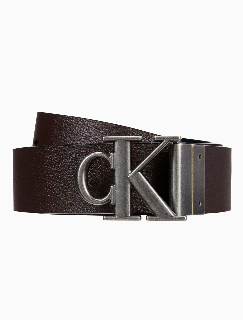 Buy 남성 CKJ 모노그램 플라크 양면 벨트 35mm in color BLACK/DARK BROWN