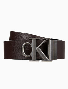 Buy 남성 CKJ 모노그램 플라크 양면 벨트 35mm in color BLACK/DARK BROWN