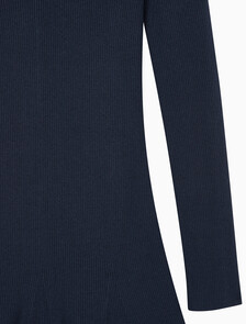 Buy 여성 L/S 핏 앤 플레어 미디 드레스 in color Navy