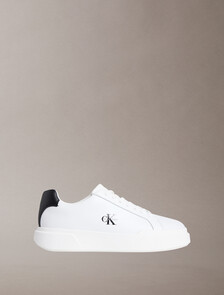 Buy 남성 미네르바 청키 레더 레이스업 컵솔 스니커즈 in color White/Black/White