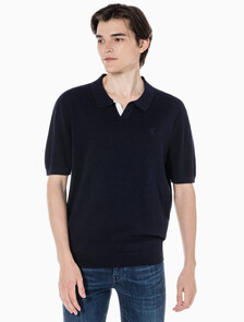 Buy 남성 엠브로이더리 로고 폴로 반팔 스웨터 in color NIGHT SKY