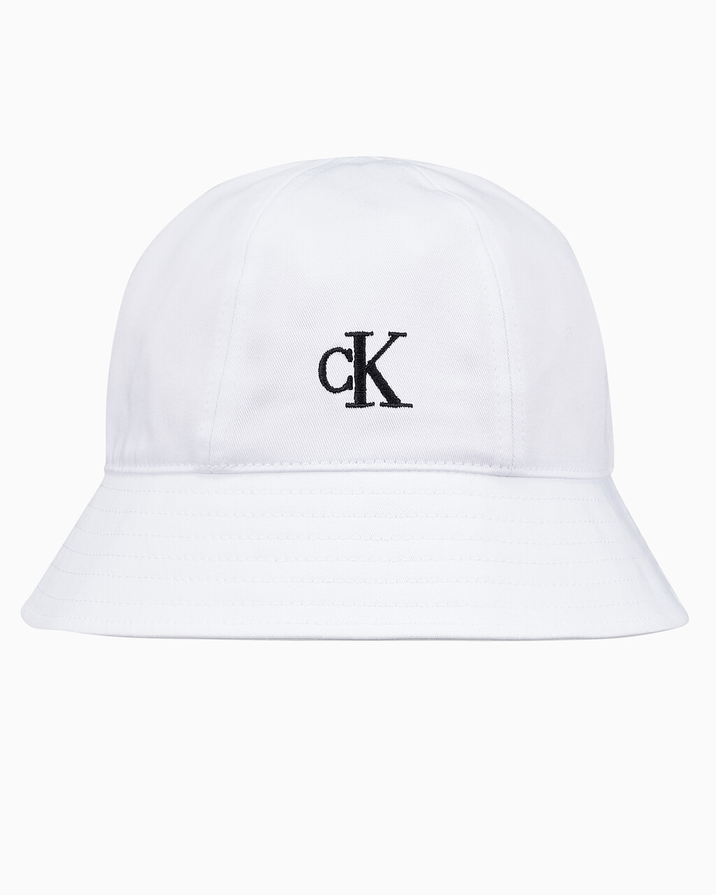 Buy 남녀공용 CK 엠브로이더리 로고 버킷햇 in color BRIGHT WHITE