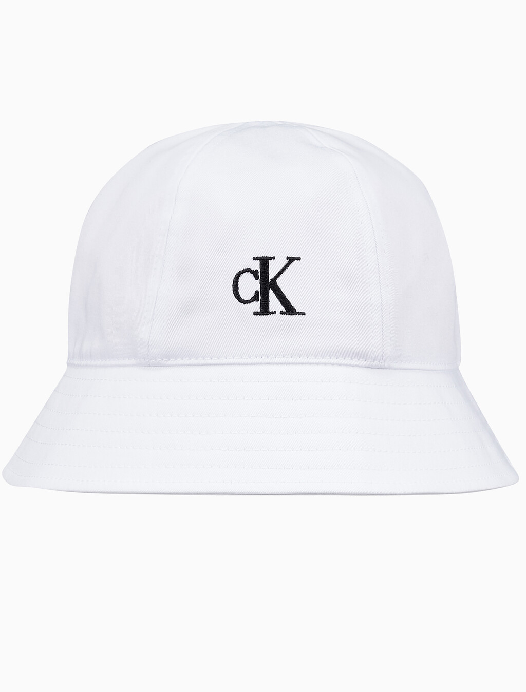Buy 남녀공용 CK 엠브로이더리 로고 버킷햇 in color BRIGHT WHITE