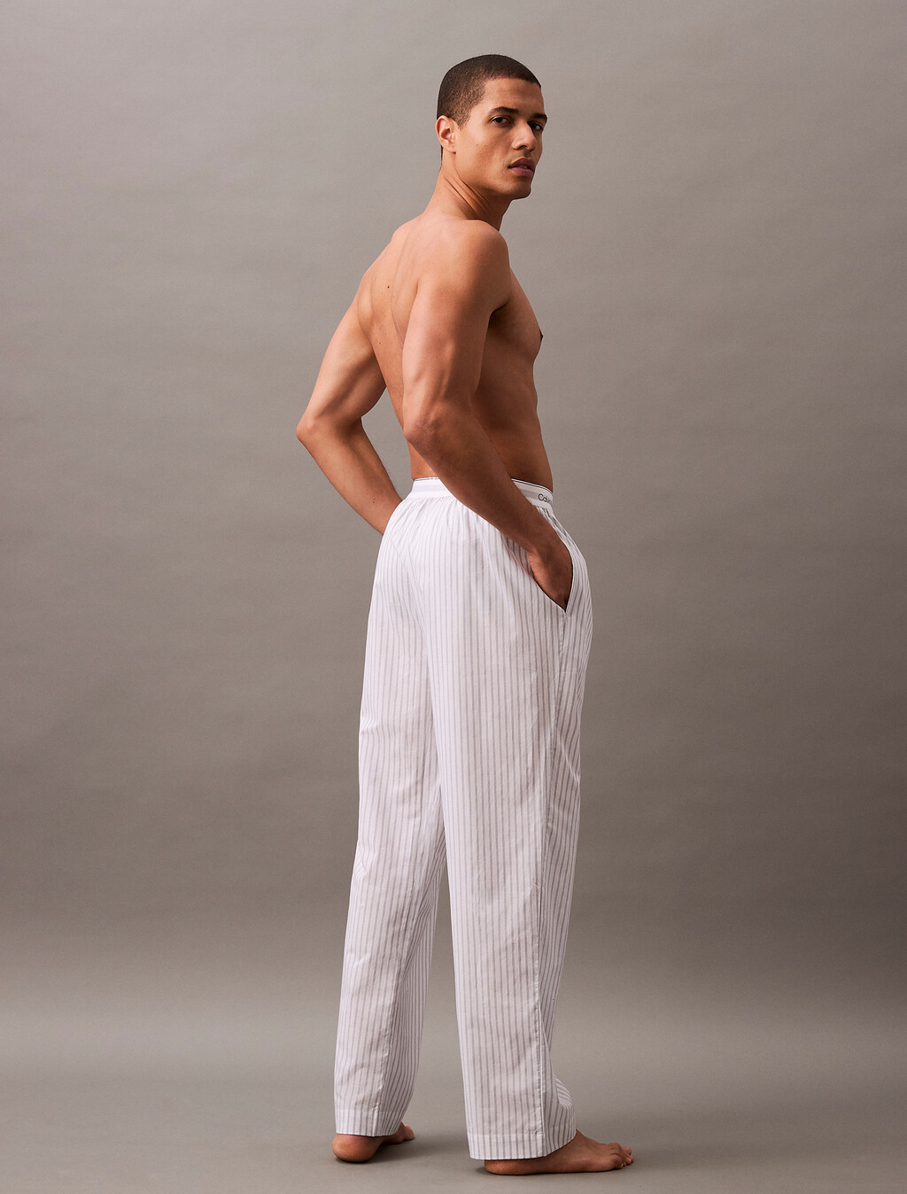 Buy 남성 코튼 코플린 팬츠 in color STEADY STRIPE GRISAILLE