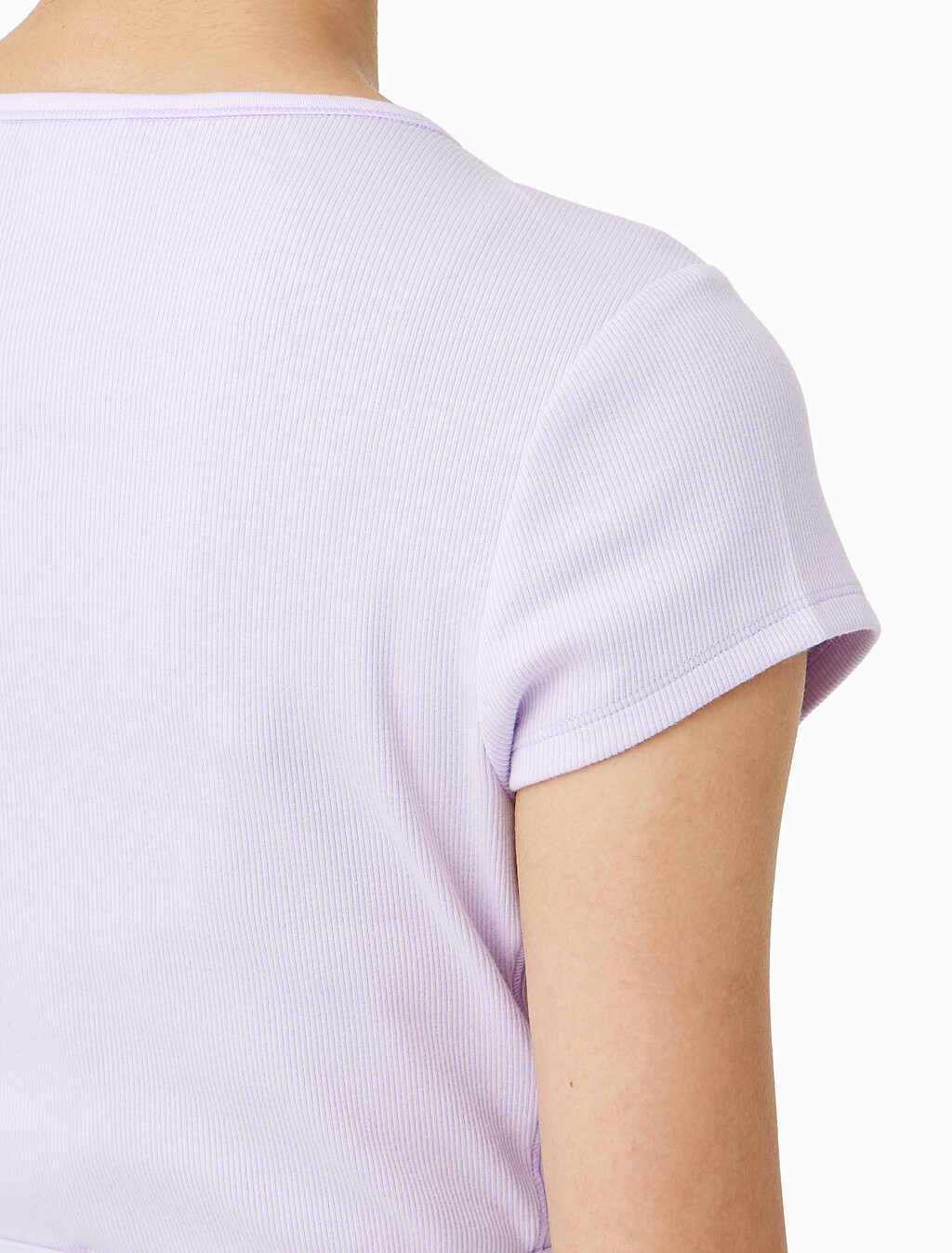 Buy 여성 코튼 스트레치 립 리브드 크롭티 in color LILAC QUARTZ
