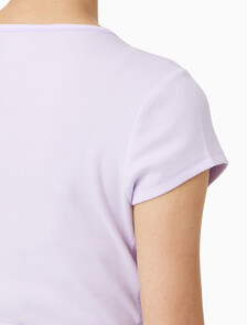 Buy 여성 코튼 스트레치 립 리브드 크롭티 in color LILAC QUARTZ