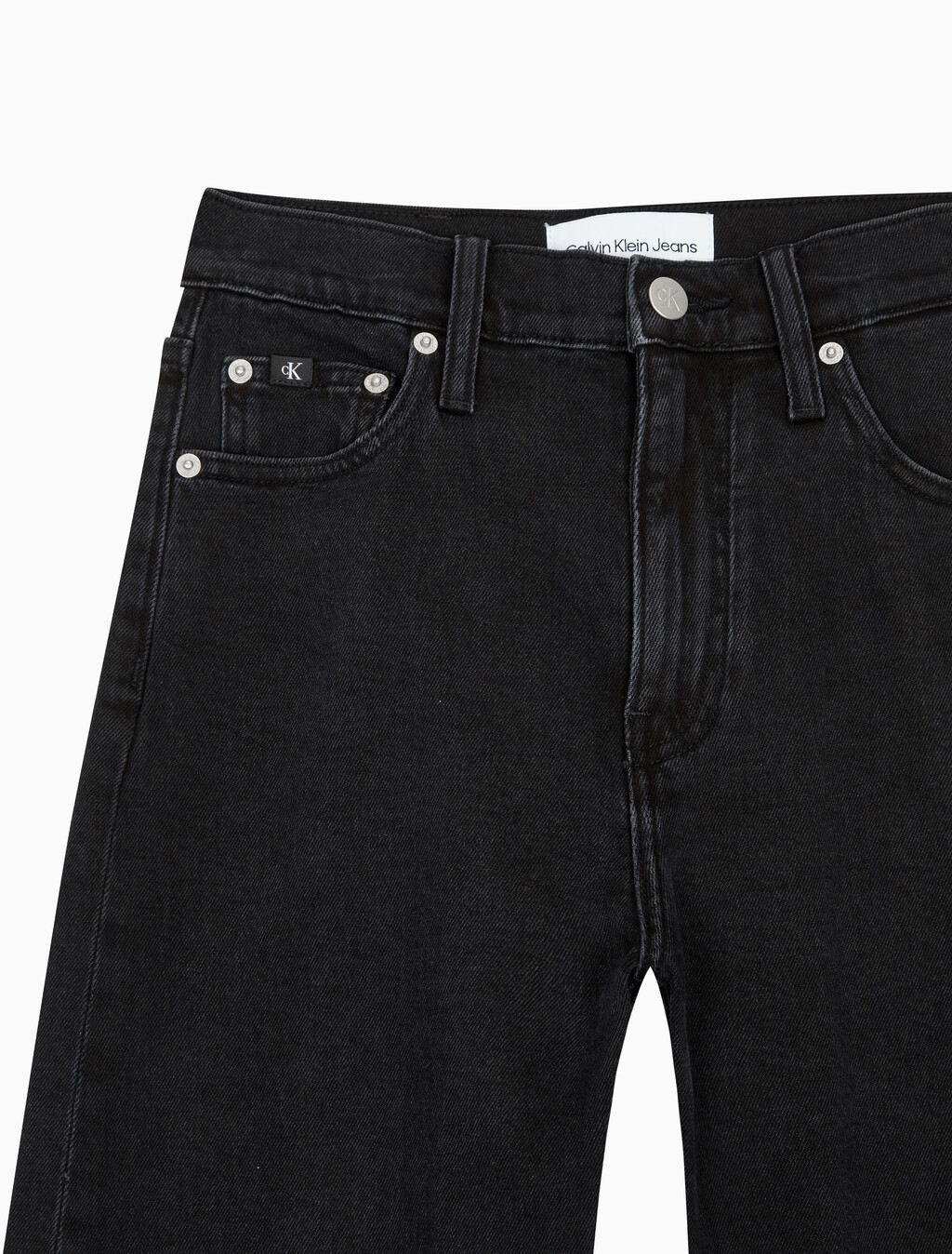 Buy 여성 하이라이즈 와이드핏 블랙 데님 in color WASHED BLACK LOGO LACE