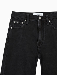 Buy 여성 하이라이즈 와이드핏 블랙 데님 in color WASHED BLACK LOGO LACE