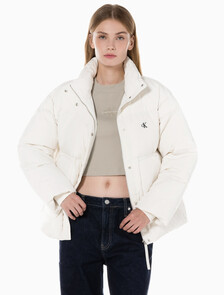 Buy 여성 숏 렝스 스탠드 카라 푸퍼 다운 재킷 in color WHITE